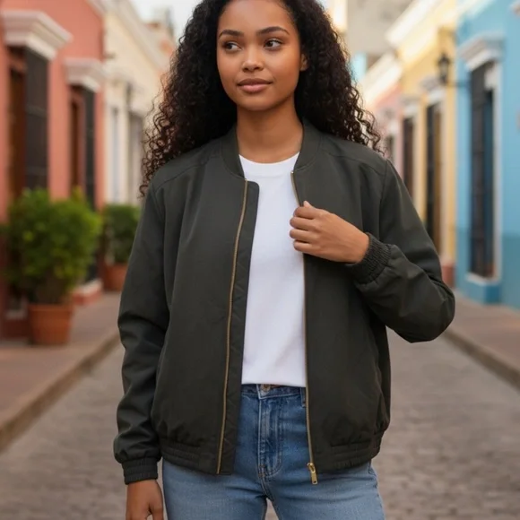 Susan Graver stretch woven bomber jacket 1x - Picture 1 of 9